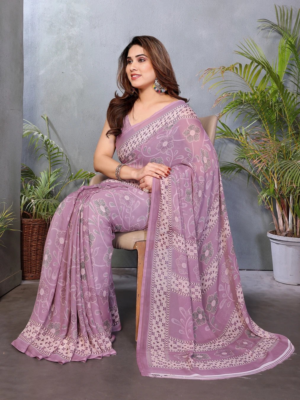 ₹345 Floral Print Georgette Saree with Blouse Piece for Elegant Everyday and Festive Wear