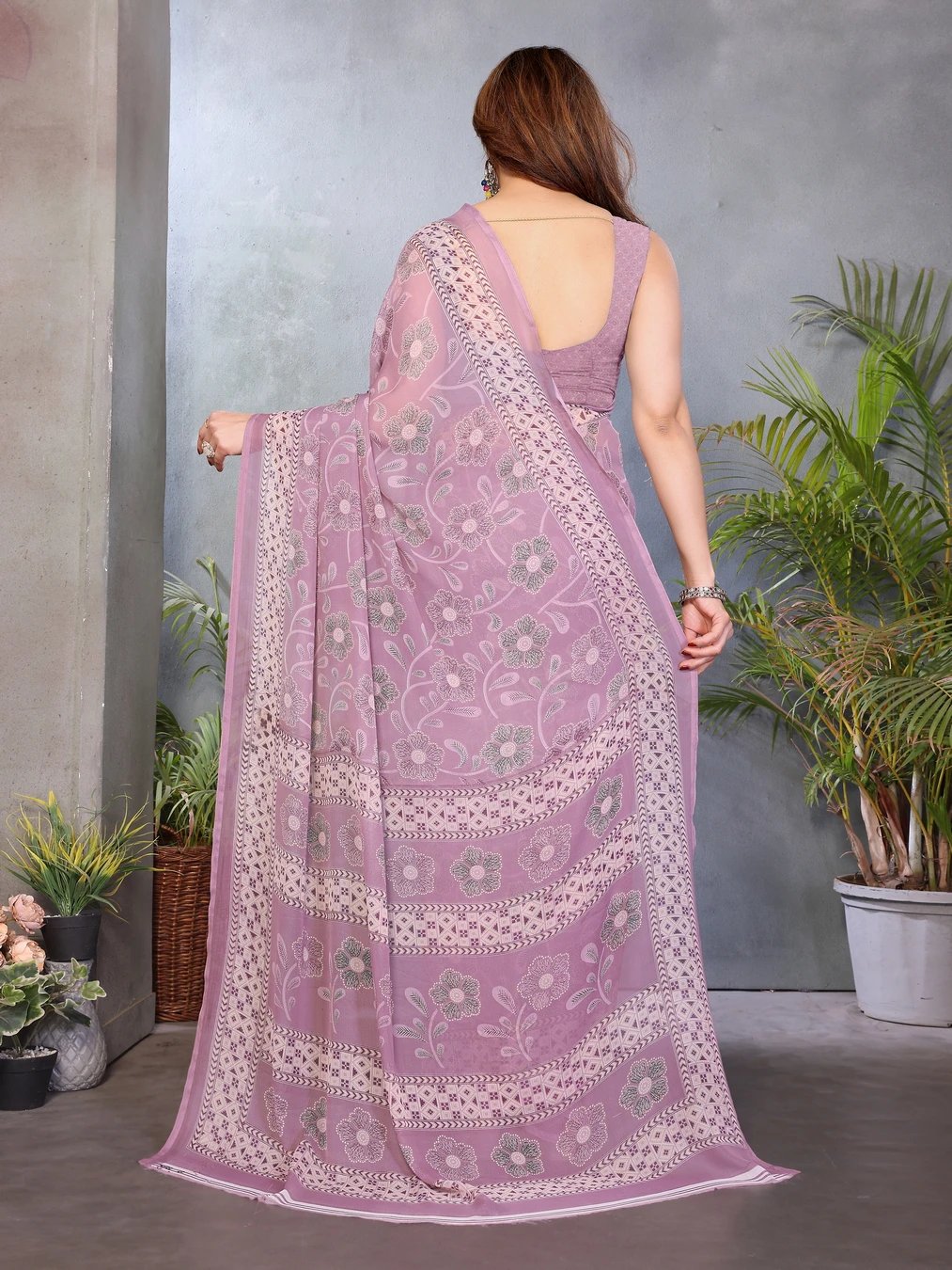 ₹345 Floral Print Georgette Saree with Blouse Piece for Elegant Everyday and Festive Wear