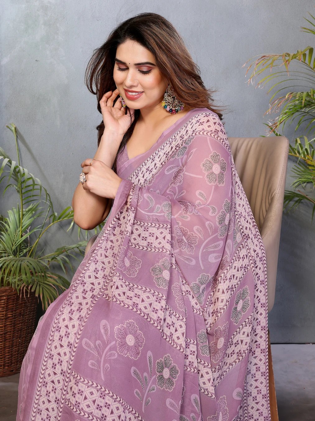 ₹345 Floral Print Georgette Saree with Blouse Piece for Elegant Everyday and Festive Wear