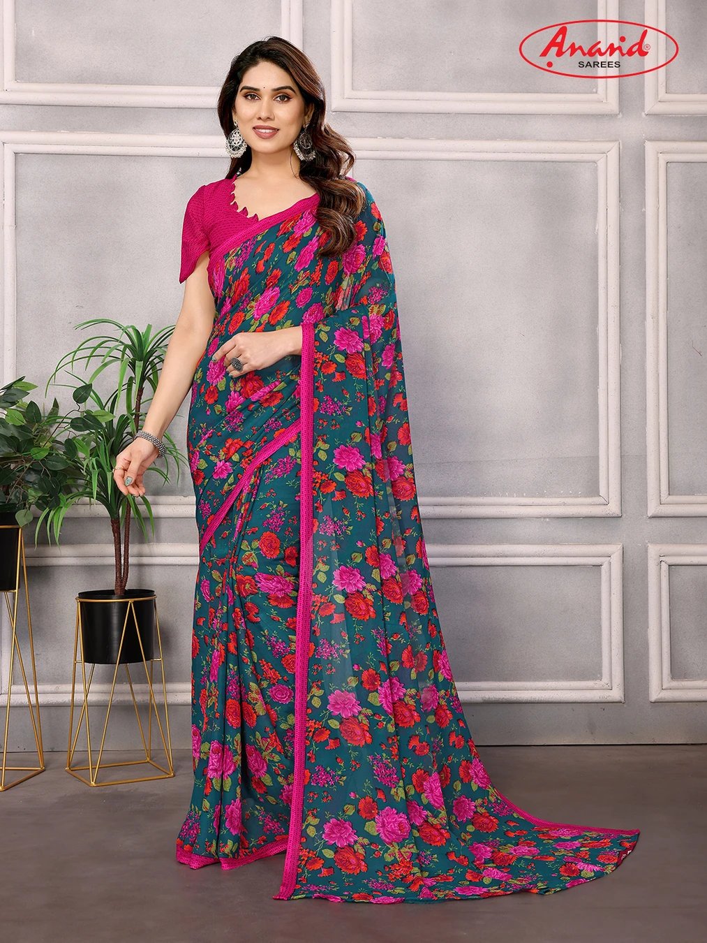 ₹273 Floral Print Georgette Saree for Graceful Festive and Everyday Elegance