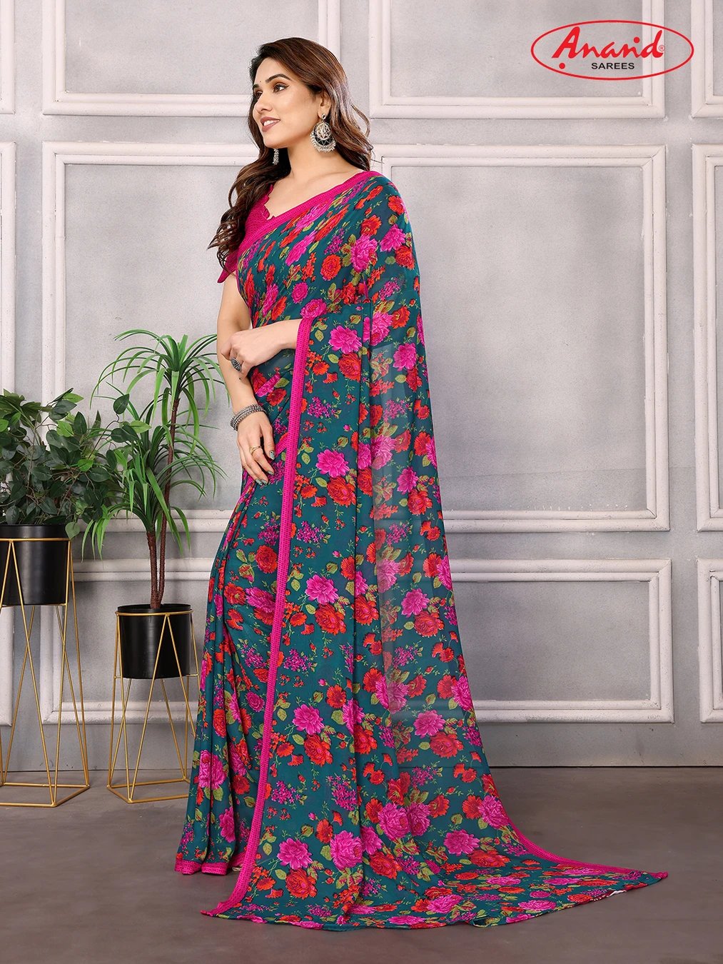 ₹273 Floral Print Georgette Saree for Graceful Festive and Everyday Elegance