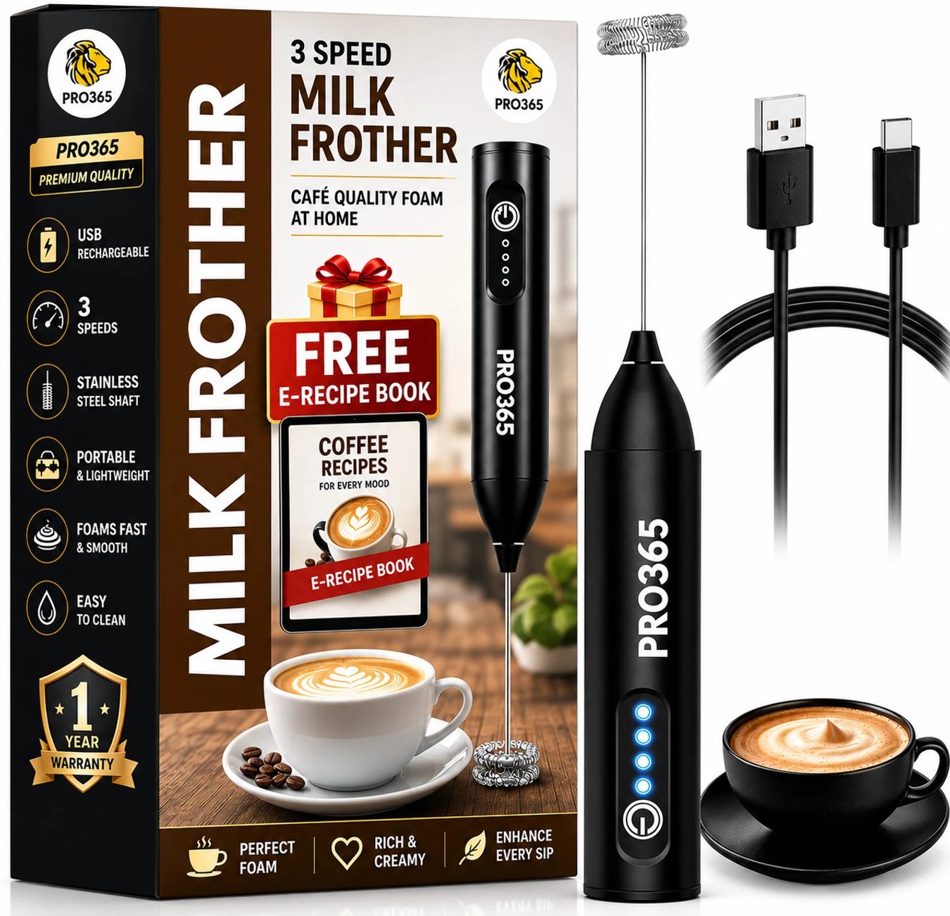 ₹278 PRO365 50W Electric Whisk | Handheld Mixer for Coffee and Baking