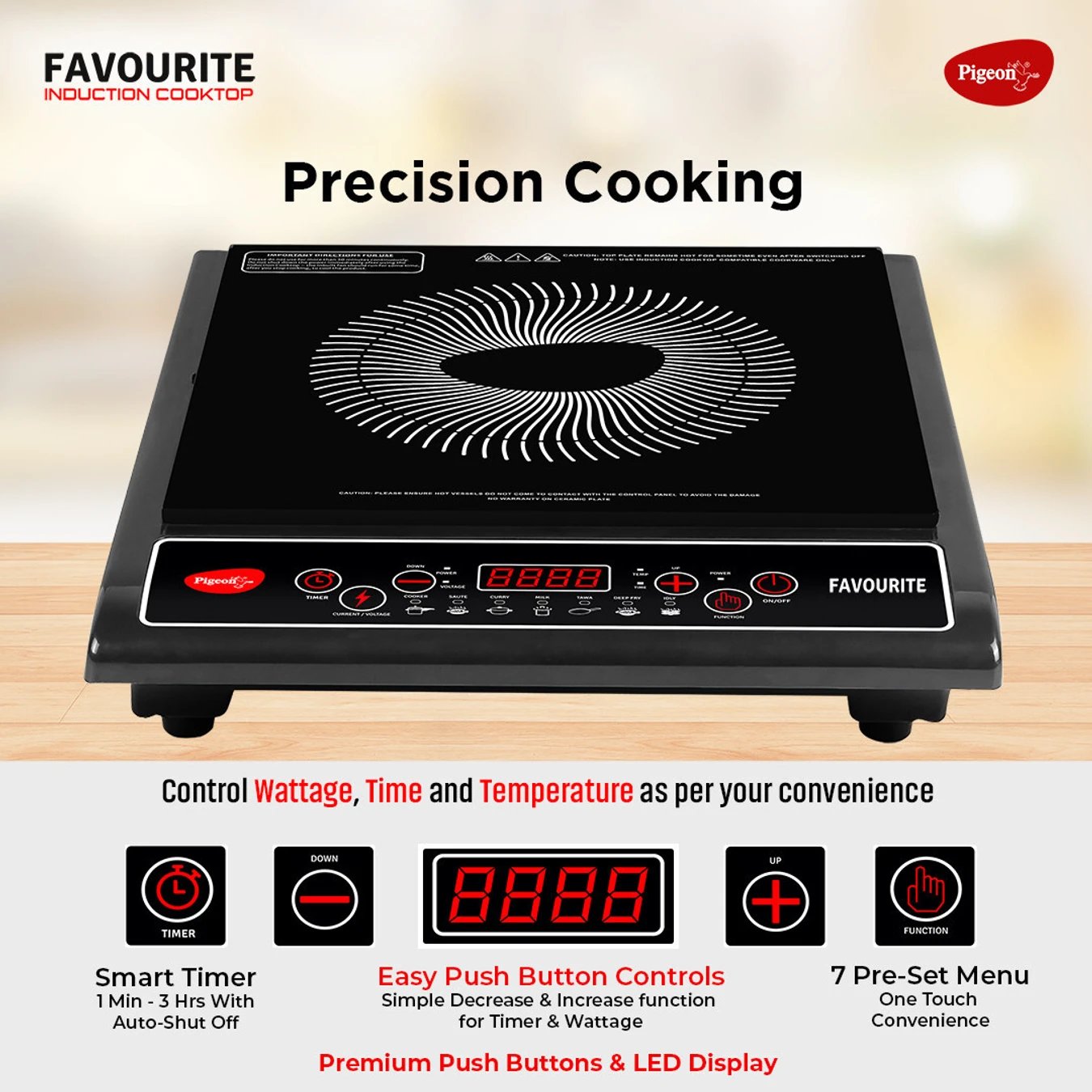 ₹1,799 Pigeon 1800W Induction Cooktop | Fast and Energy-Efficient Cooking