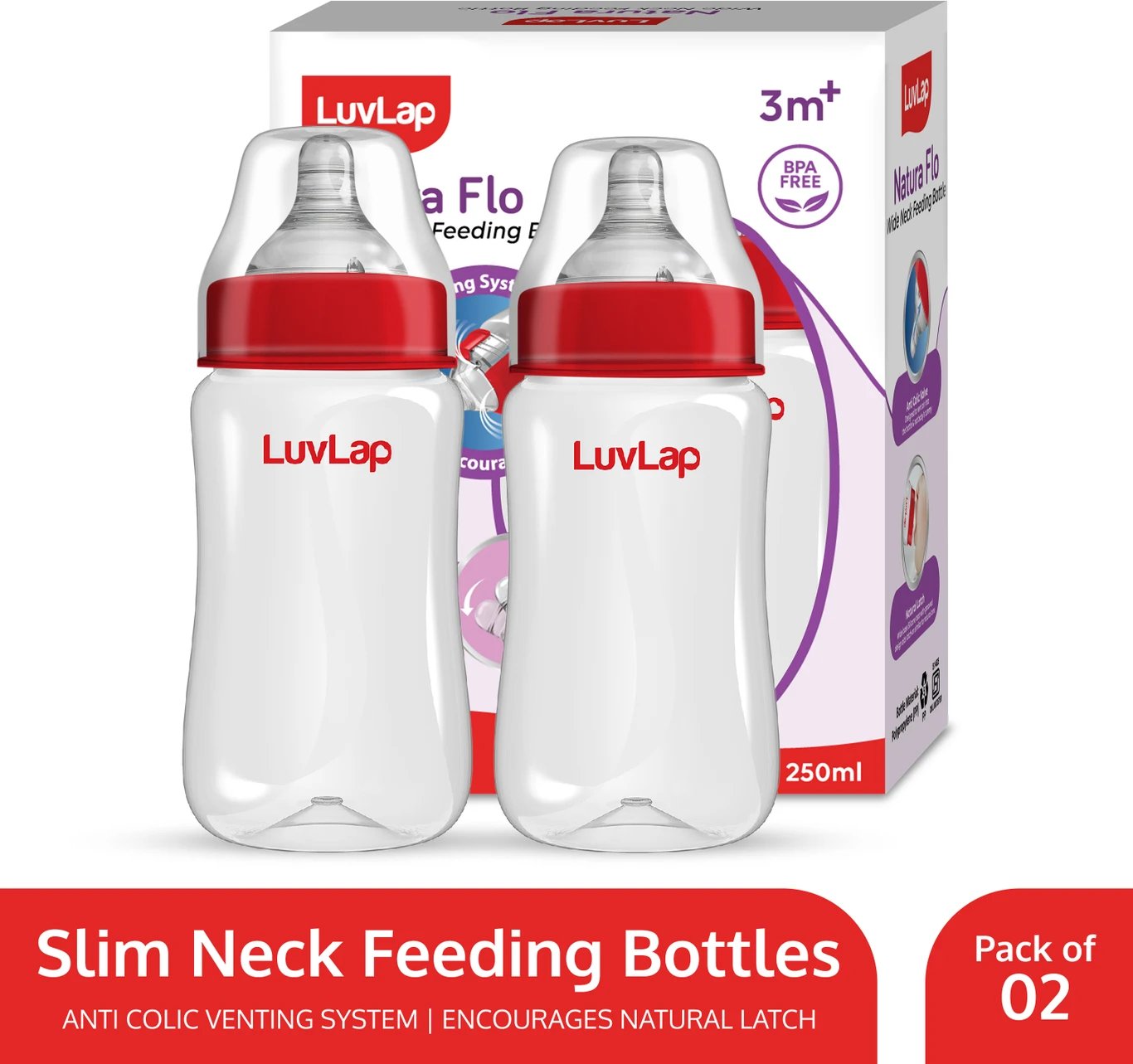 ₹330 LuvLap Anti Colic Wide Neck Baby Feeding Bottle BPA Free
