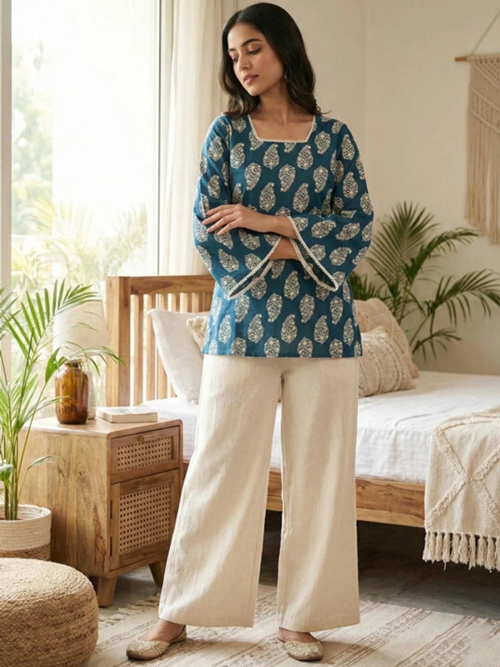 ₹271 Panchiraj Printed Blue Rayon Straight Kurta for Stylish Daily Wear
