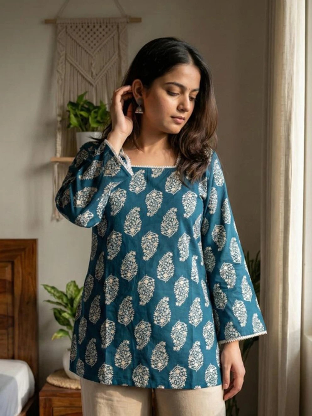 ₹271 Panchiraj Printed Blue Rayon Straight Kurta for Stylish Daily Wear
