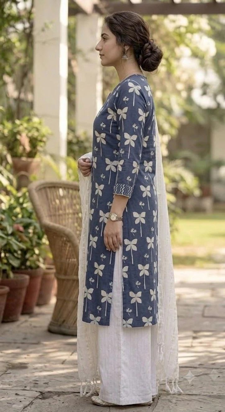 ₹298 Hadia Attire Kurti Palazzo Dupatta Set for Everyday Elegant Style