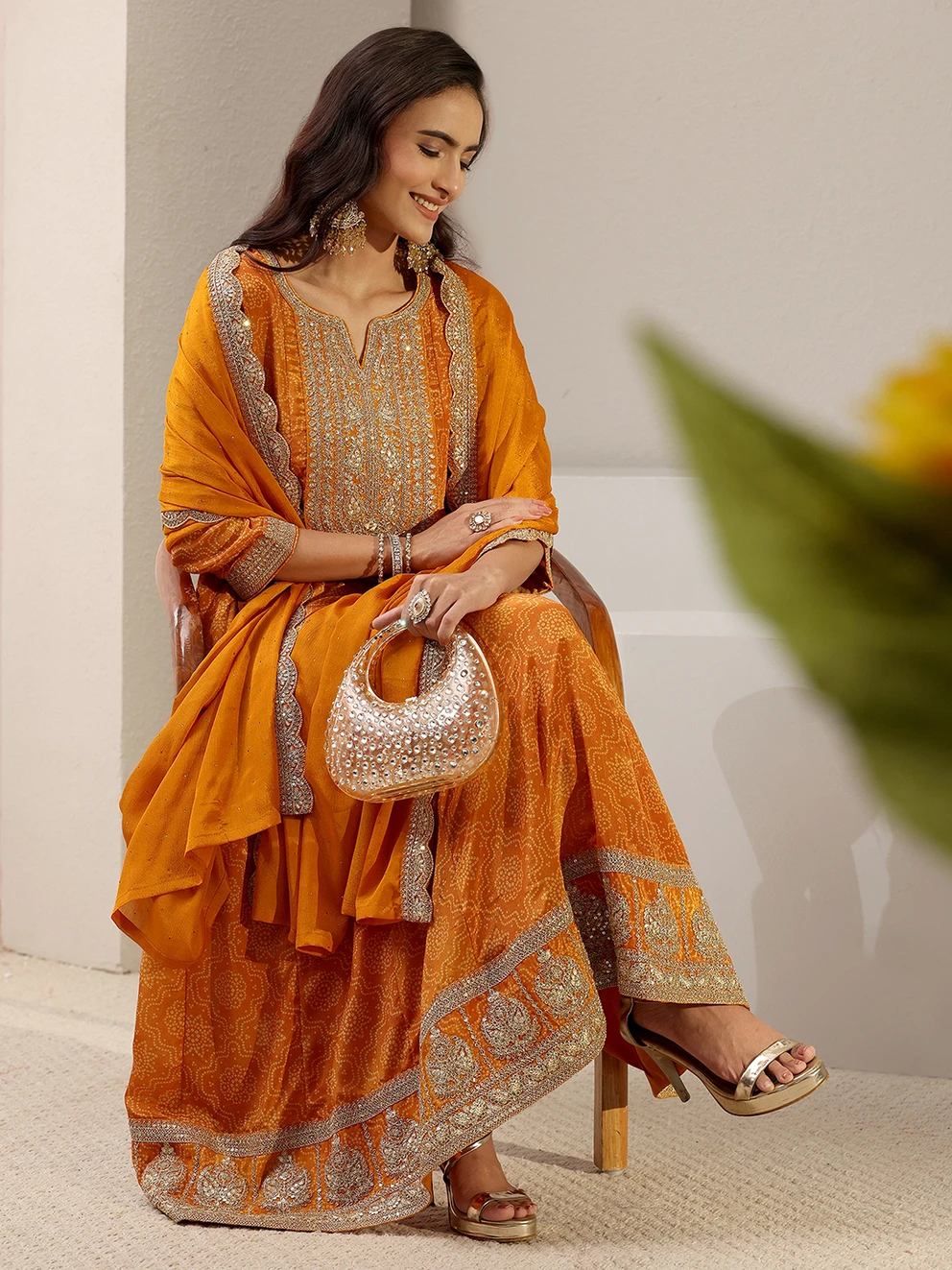 ₹2599 LIBAS Silk Blend Kurta Pant Dupatta Set for Women