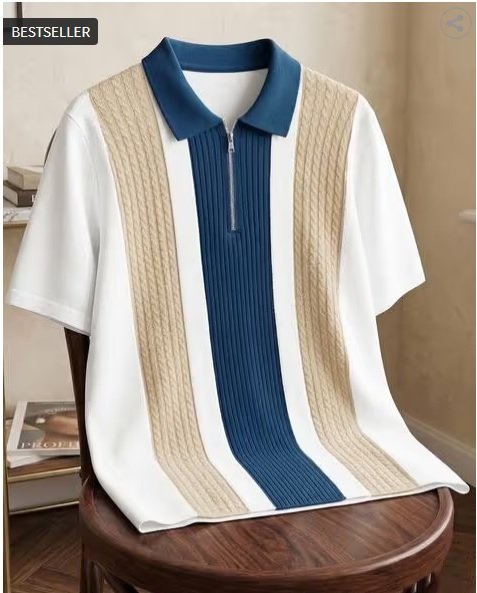 ₹220 Men Colourblock Regular Fit Polo T-Shirt for Everyday Casual Style