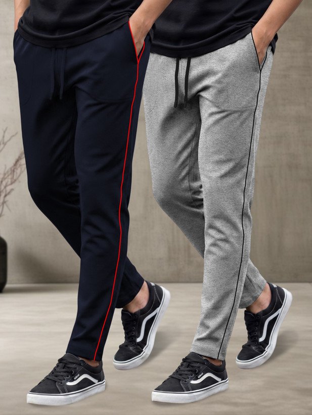 ₹459 FEEL TRACK Pack of 2 Men &Track Pants in Dark Blue and Grey
