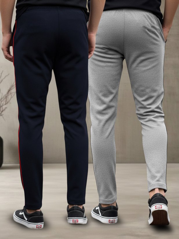 ₹459 FEEL TRACK Pack of 2 Men &Track Pants in Dark Blue and Grey