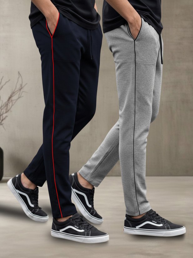 ₹459 FEEL TRACK Pack of 2 Men &Track Pants in Dark Blue and Grey