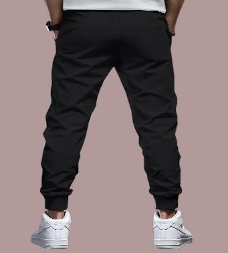 ₹236 Reya Men & Solid Black Track Pants for Easy Everyday Casual Wear
