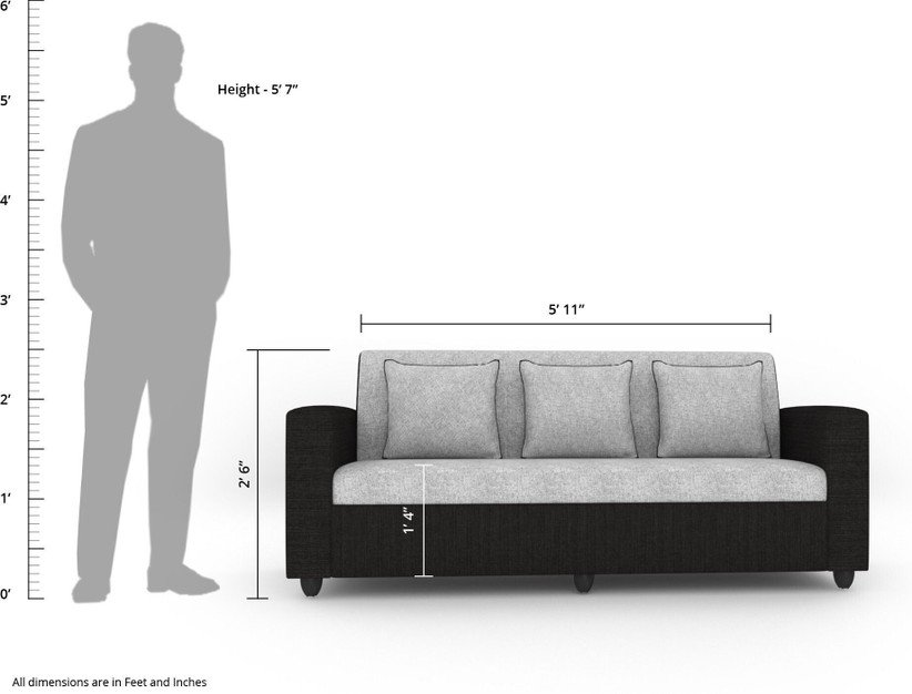 ₹16,958 Black 3+1+1 Fabric Sofa Set – 79% Off for Modern Homes