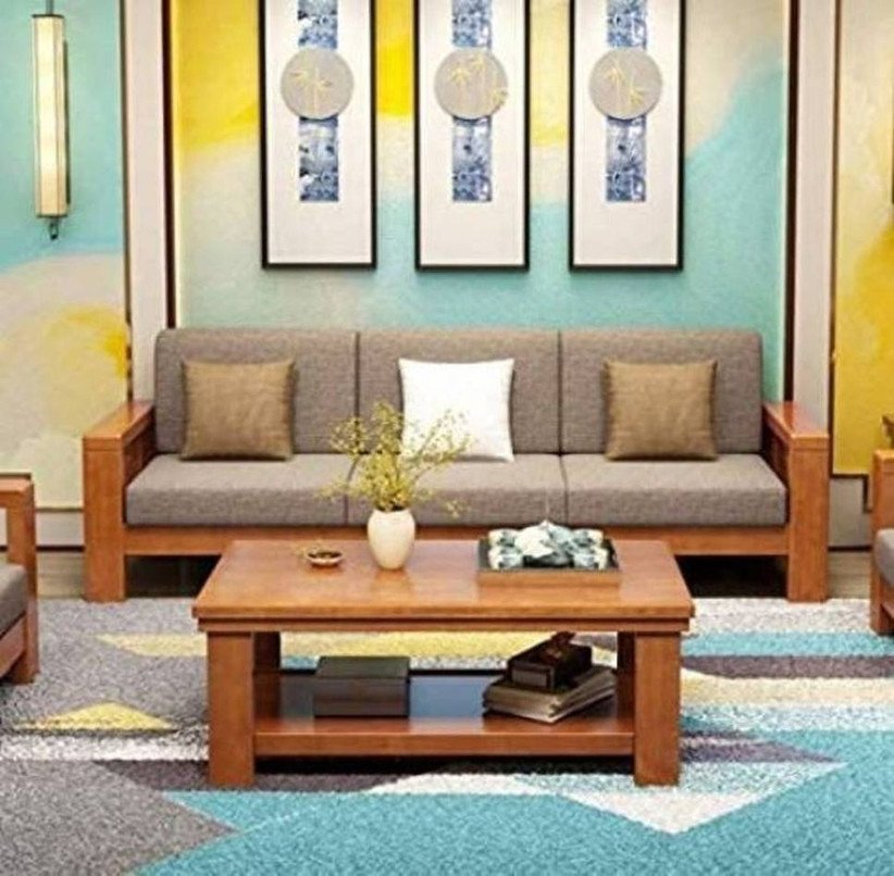 ₹26,239 Solid Sheesham Wood 6 Seater Sofa Set for Living Room and Office