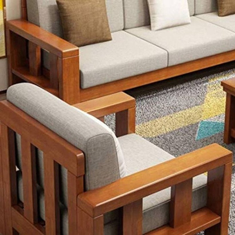 ₹26,239 Solid Sheesham Wood 6 Seater Sofa Set for Living Room and Office