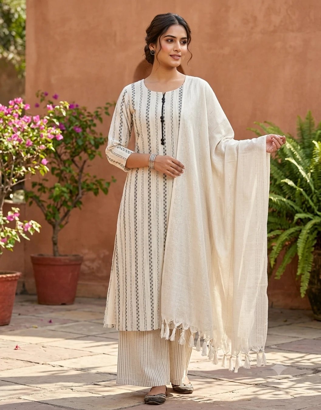 ₹375 Printed Kurta Palazzo and Dupatta Set for Effortless Ethnic Style