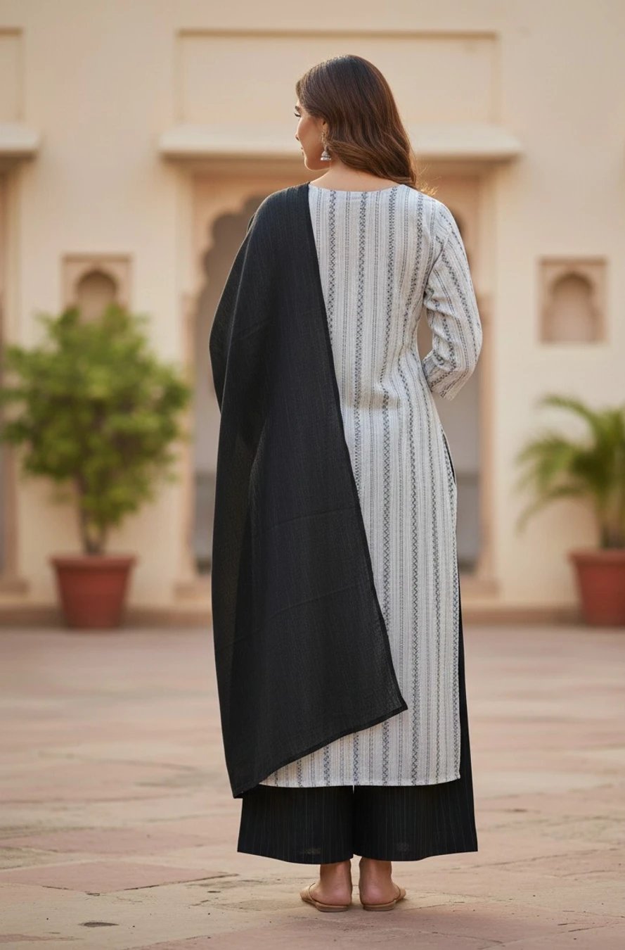 ₹375 Printed Kurta Palazzo and Dupatta Set for Effortless Ethnic Style