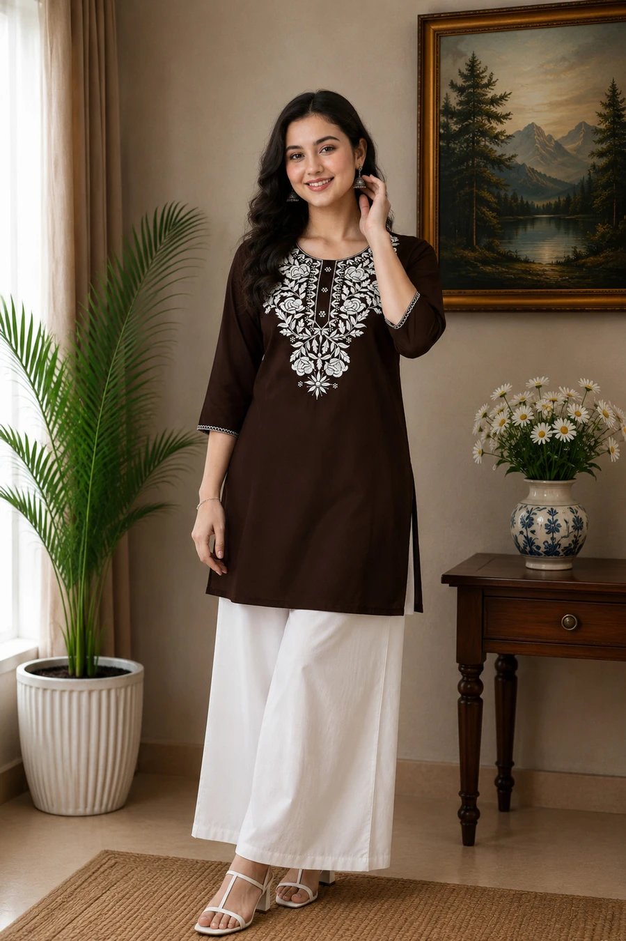 ₹450 Women & Cotton Rayon Kurti Palazzo Set for Comfortable Everyday Style