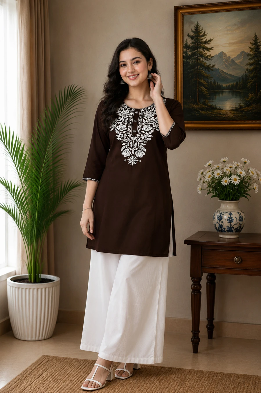 ₹450 Women & Cotton Rayon Kurti Palazzo Set for Comfortable Everyday Style