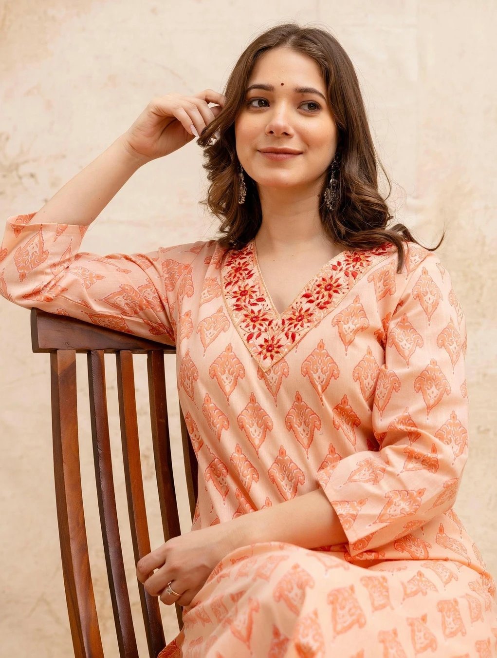 ₹336 Embroidered Cotton Blend Straight Kurta for Women's Ethnic Style
