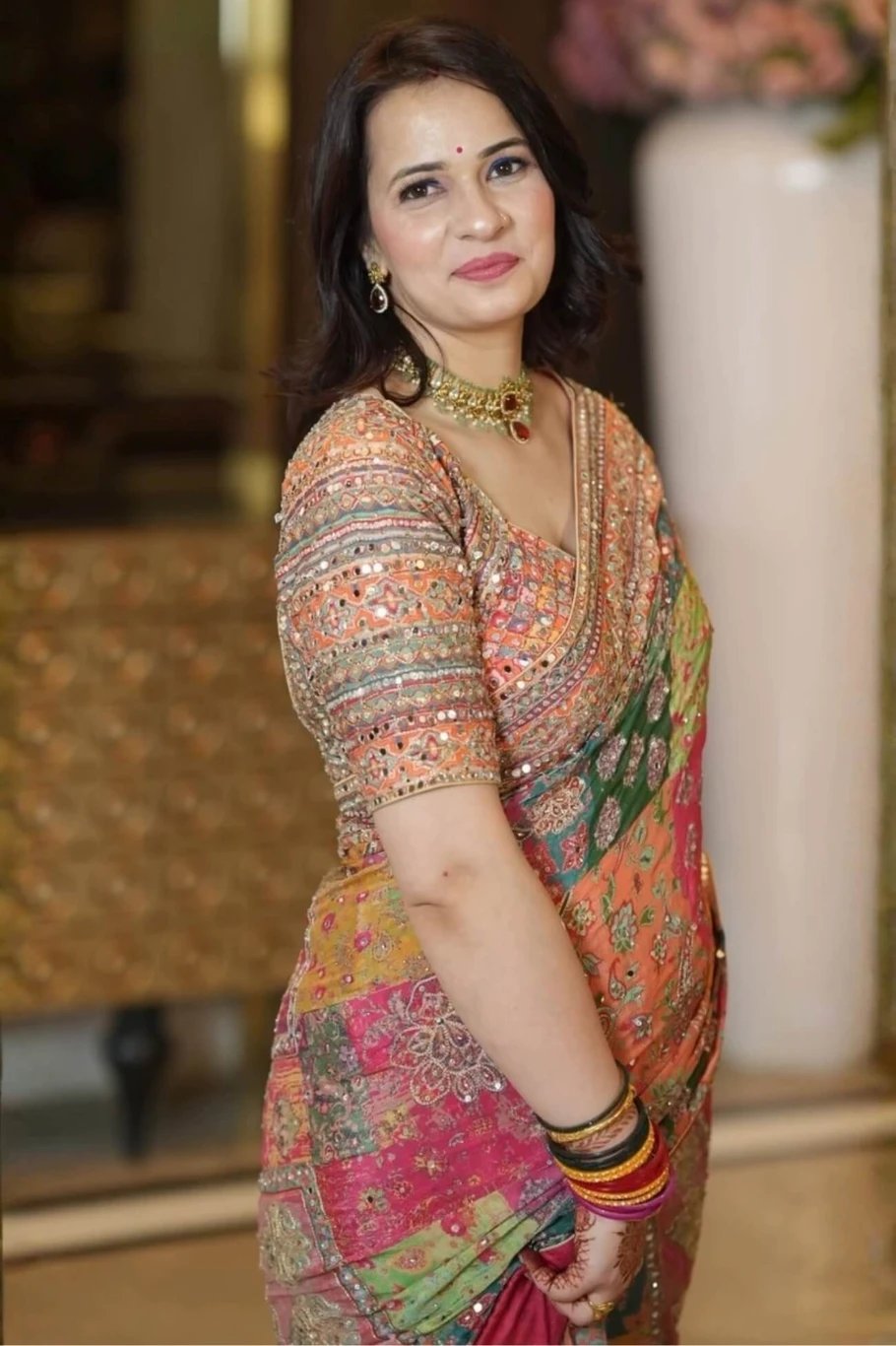 ₹1,209 Multicolor Printed Bollywood Silk Blend Saree for Festive Style