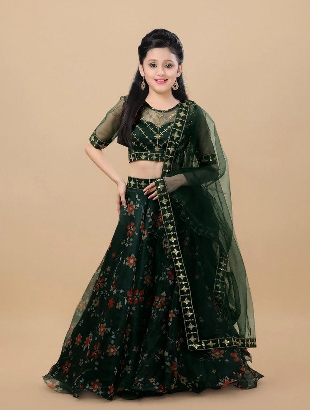 ₹350 Purple Girls Embellished Lehenga Choli Set for Festive Celebrations