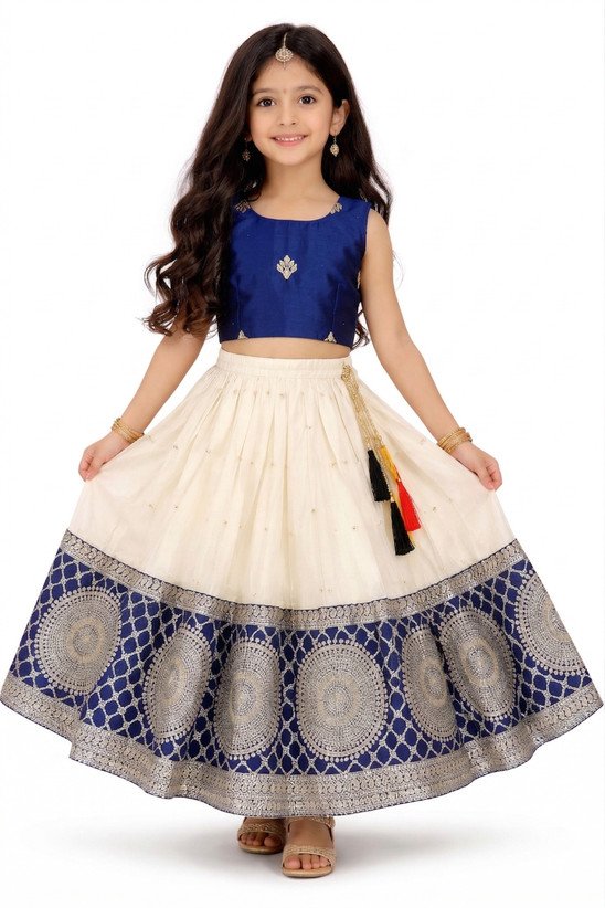 ₹448 Multicolor Girls Printed Lehenga Choli for Festive and Party Wear