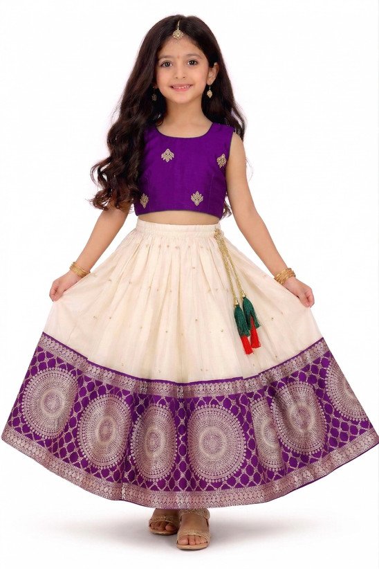 ₹448 Multicolor Girls Printed Lehenga Choli for Festive and Party Wear