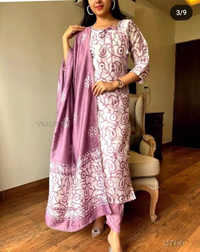 ₹998 Devanshi Fashion Women's Pure Cotton Kurti Pant Dupatta Set