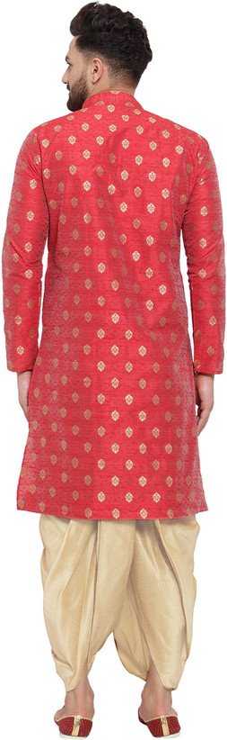 ₹958 Larwa Men's Art Silk Kurta Dhoti Set for Festive and Wedding Wear