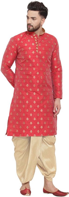 ₹958 Larwa Men's Art Silk Kurta Dhoti Set for Festive and Wedding Wear