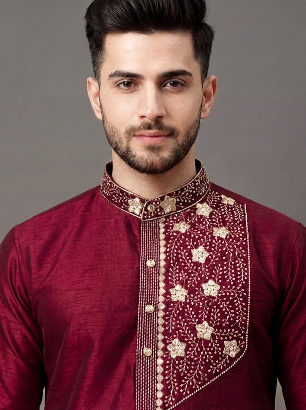 ₹412 Silk Blend Kurta Pyjama Set for Men, Stylish Festive Ethnic Wear
