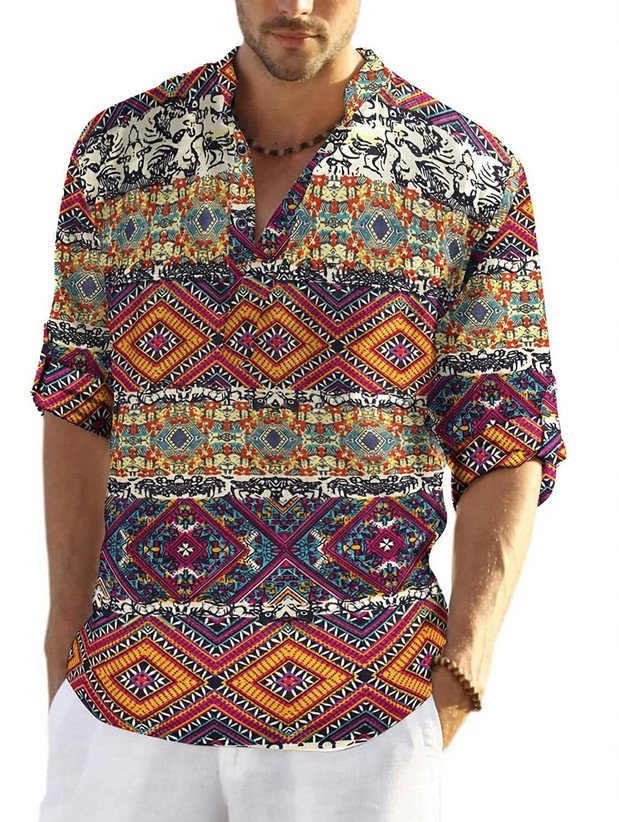 ₹379 Yellow Printed Cotton Blend Straight Kurta for Men, Festive Style