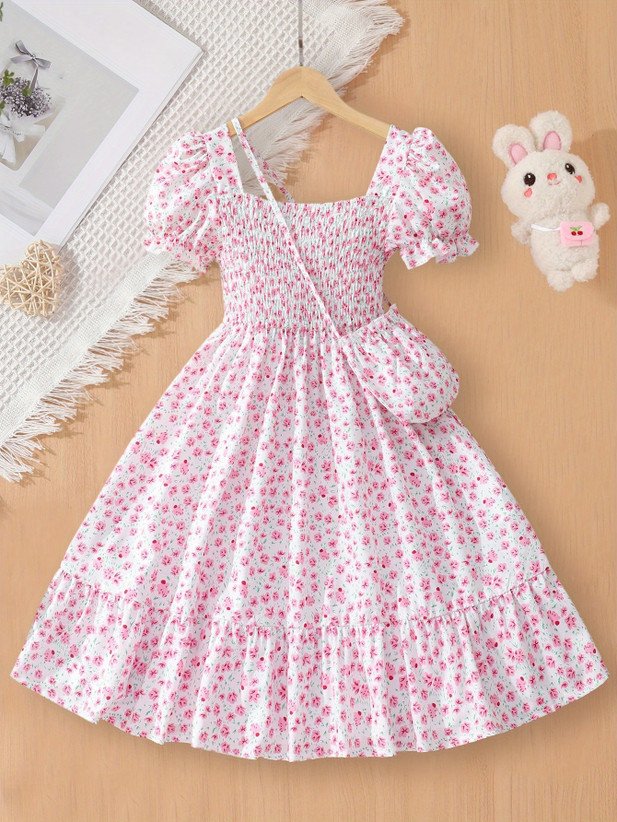 ₹336 Pink Party Dress for Girls, Knee Length Midi Style for Celebrations
