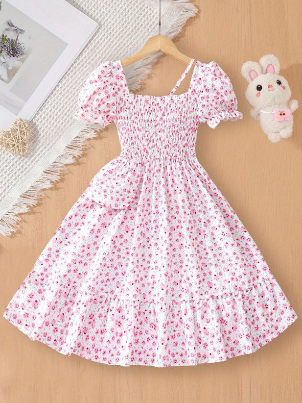 ₹336 Pink Party Dress for Girls, Knee Length Midi Style for Celebrations