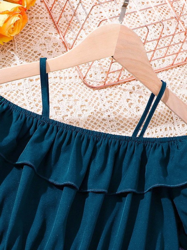 ₹305 Dark Blue Casual Dress for Girls, Knee Length Midi Everyday Style