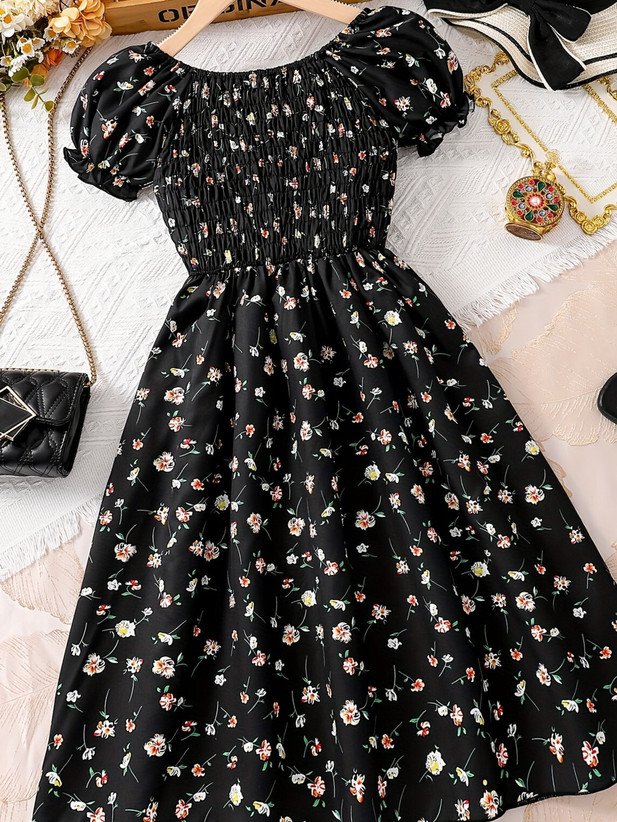 ₹336 Black Party Dress for Girls, Knee Length Midi Style for Occasions