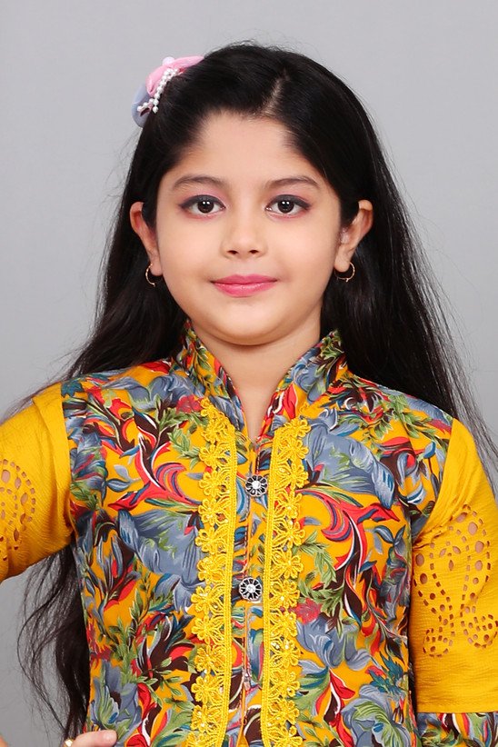 ₹386 Yellow Maxi Party Dress for Girls, Full Length 3/4 Sleeve Style