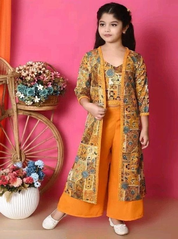 ₹444 Green Festive Wedding Dress for Girls, Knee Length 3/4 Sleeve
