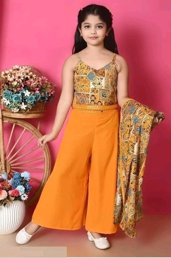 ₹444 Green Festive Wedding Dress for Girls, Knee Length 3/4 Sleeve