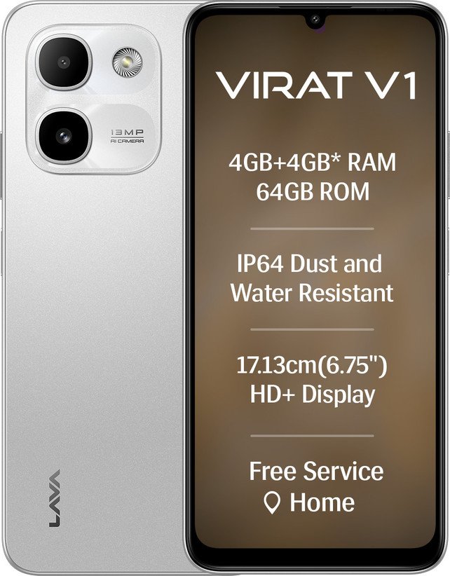 ₹9,999 LAVA Virat V1 4GB 64GB with 5000mAh Battery and 6.75-inch Display