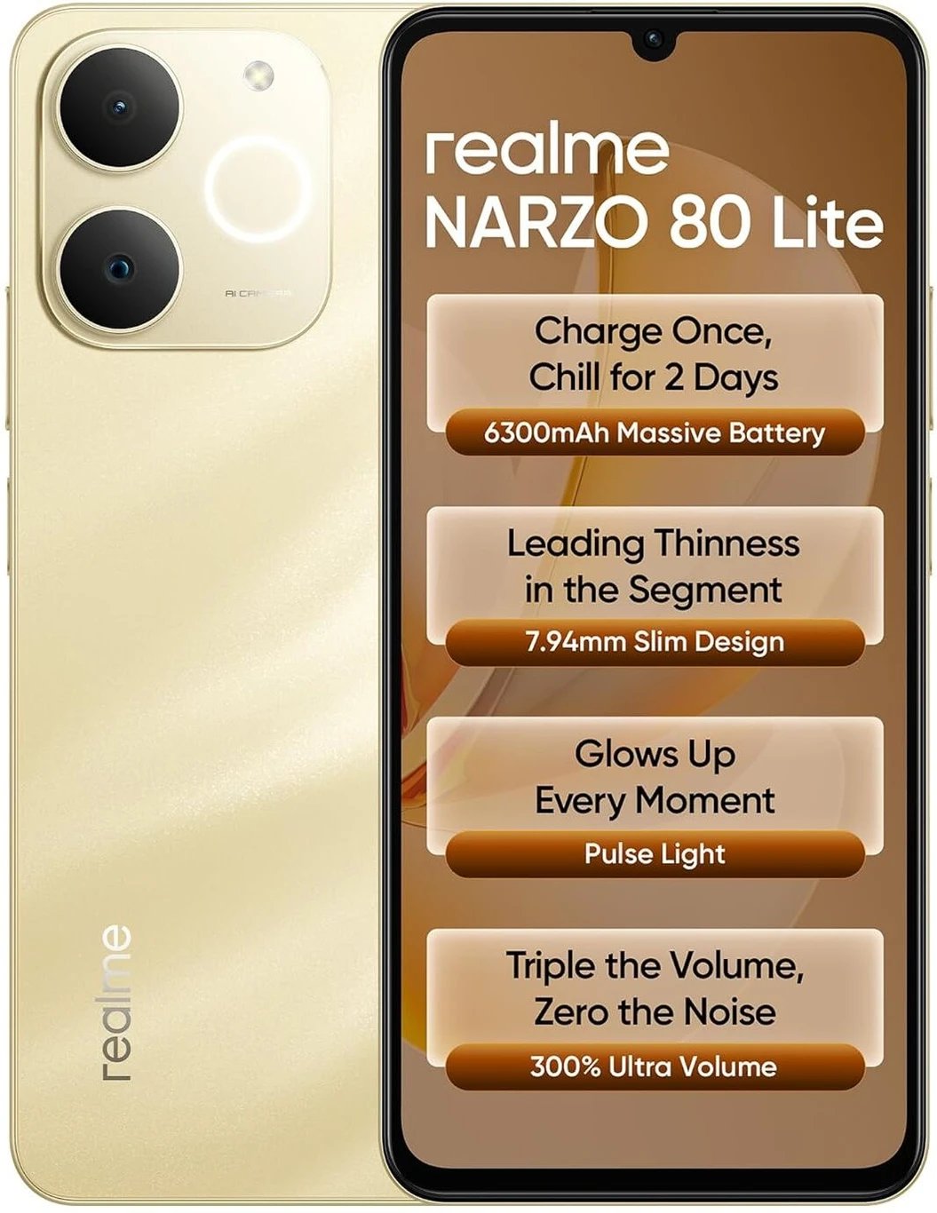 ₹13,898 realme Narzo 80 Lite 4GB 64GB with 6300mAh Battery