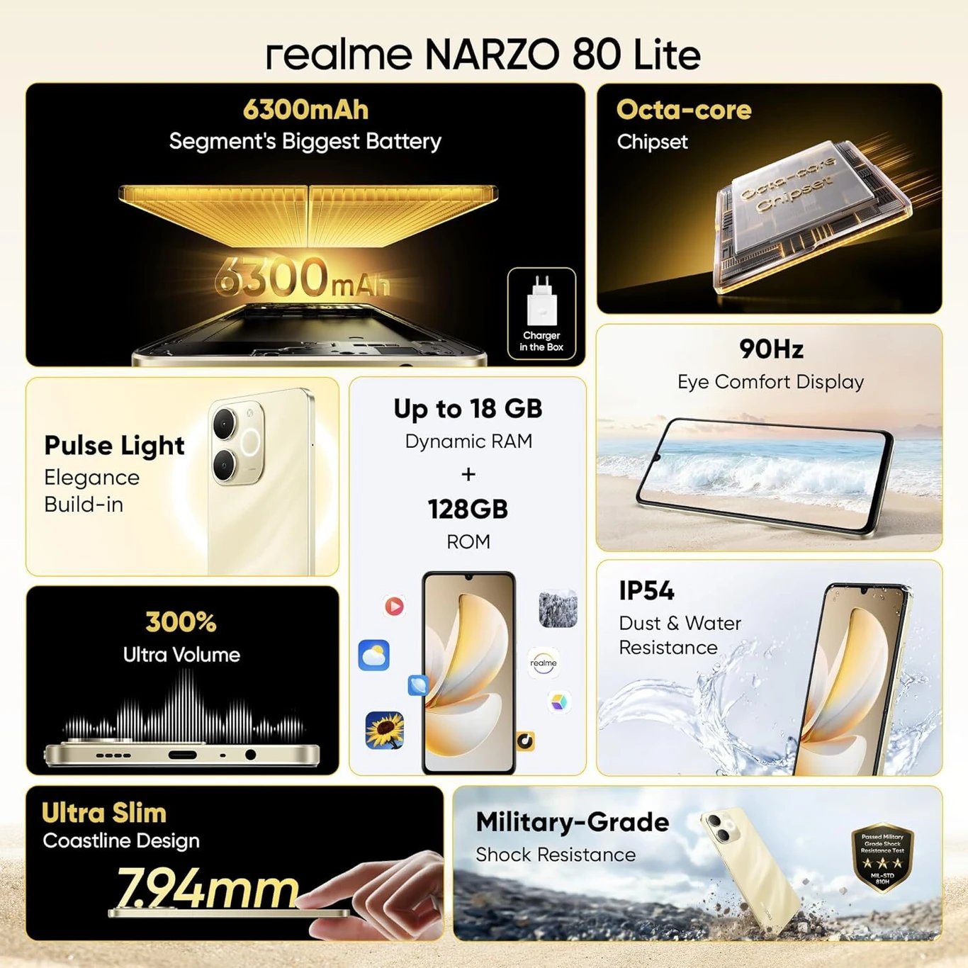 ₹13,898 realme Narzo 80 Lite 4GB 64GB with 6300mAh Battery