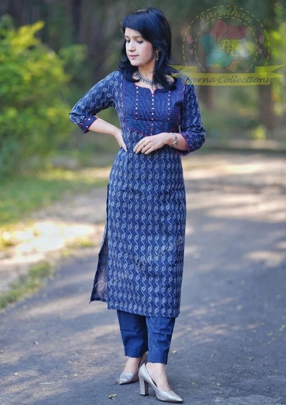 ₹283 Fem Fashion Khadi Cotton Kurta Pant Set for Women for Everyday Wear