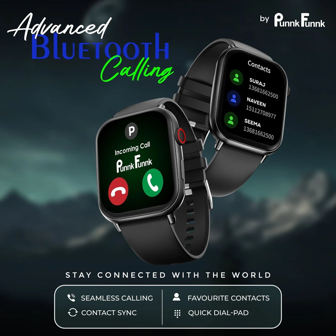 ₹928 PunnkFunnk Edge-Lite Smartwatch | 1.99 & AMOLED and BT Calling