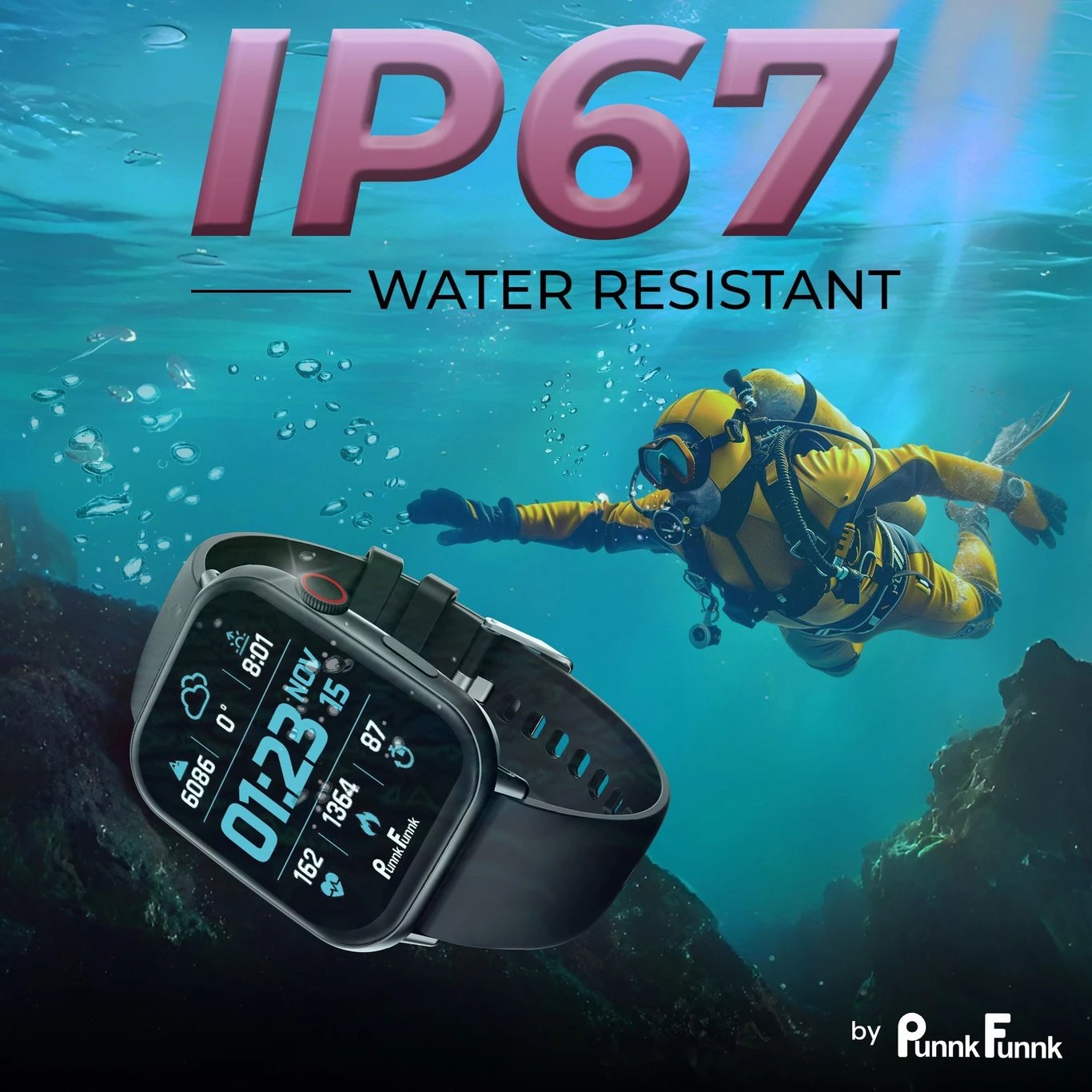₹928 PunnkFunnk Edge-Lite Smartwatch | 1.99 & AMOLED and BT Calling