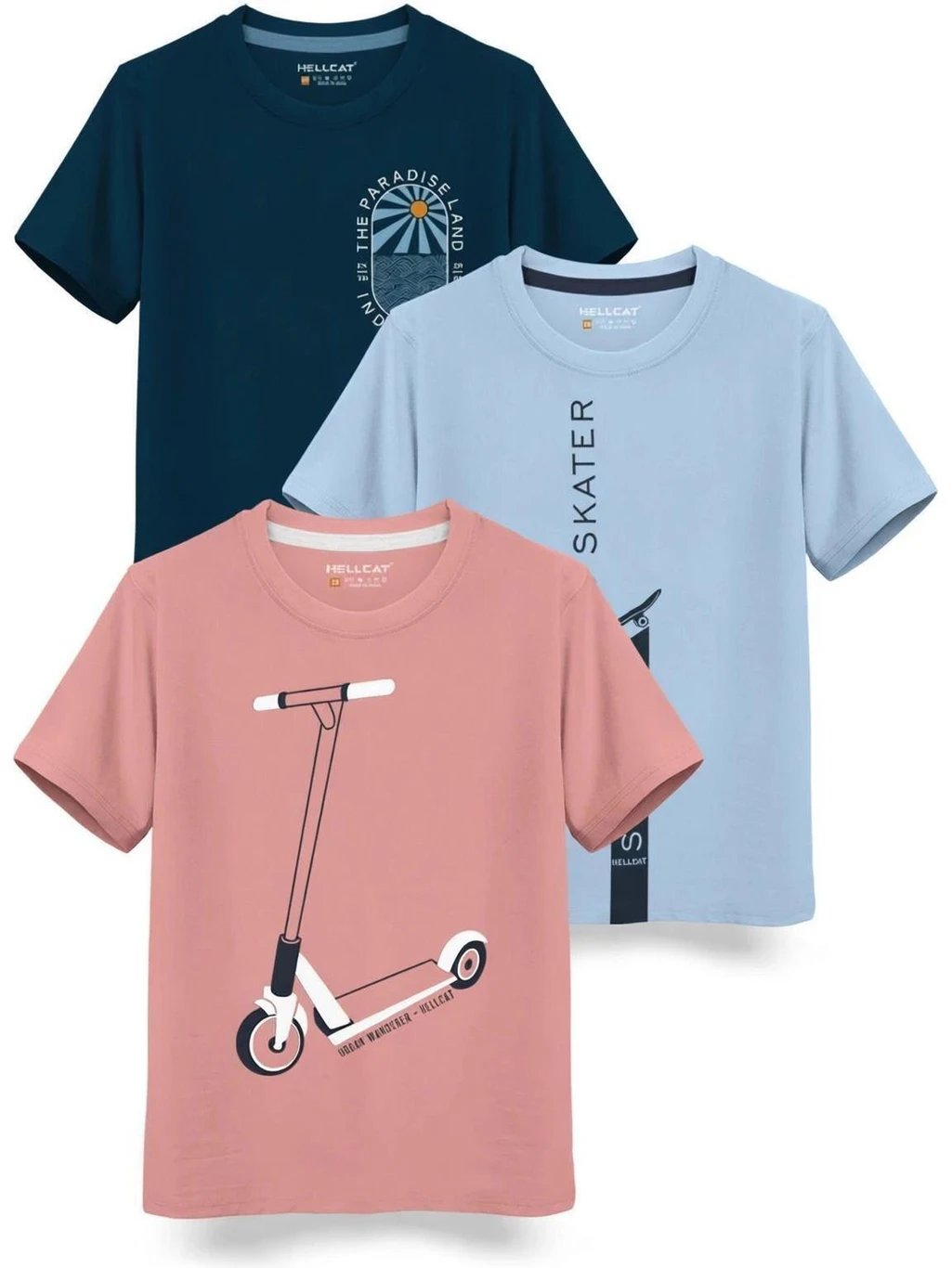 ₹393 Hellcat Boys Printed Cotton Blend T-Shirt Pack of 3 for Everyday Wear