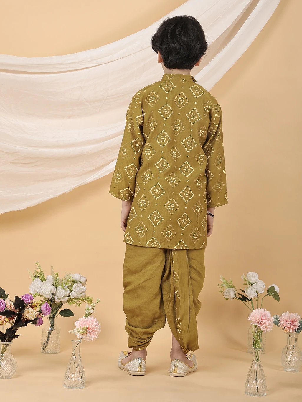 ₹883 Superminis Boys Green Dhoti Kurta Set for Festive and Party Wear