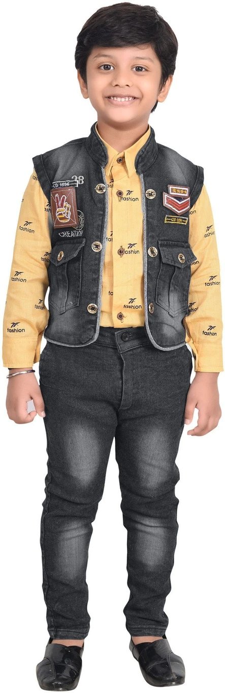 ₹398 BAABBUSONAS TREND Boys Festive Shirt Waistcoat and Pant Set